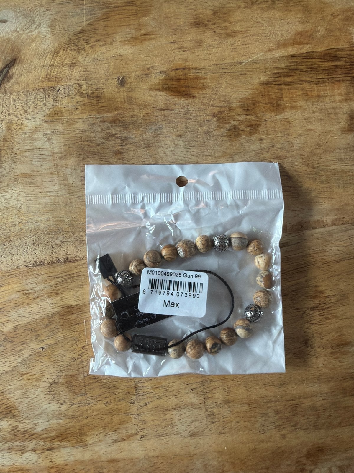 Ixxxi Max Armband natuursteen kralen en zilverkleurige detai, Sieraden, Tassen en Uiterlijk, Armbanden, Overige materialen, Bruin