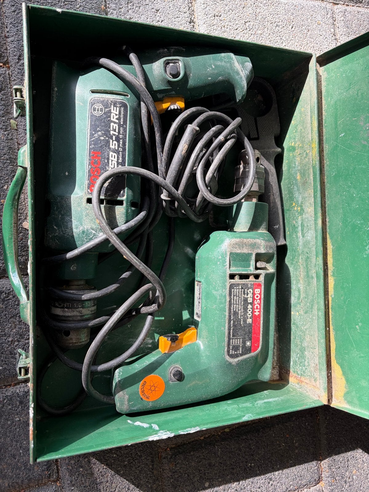 Bosch Boormachines (2 stuks) in metalen koffer, Gebruikt, Boor- en/of Breekhamer, Ophalen of Verzenden, Klopboormechanisme