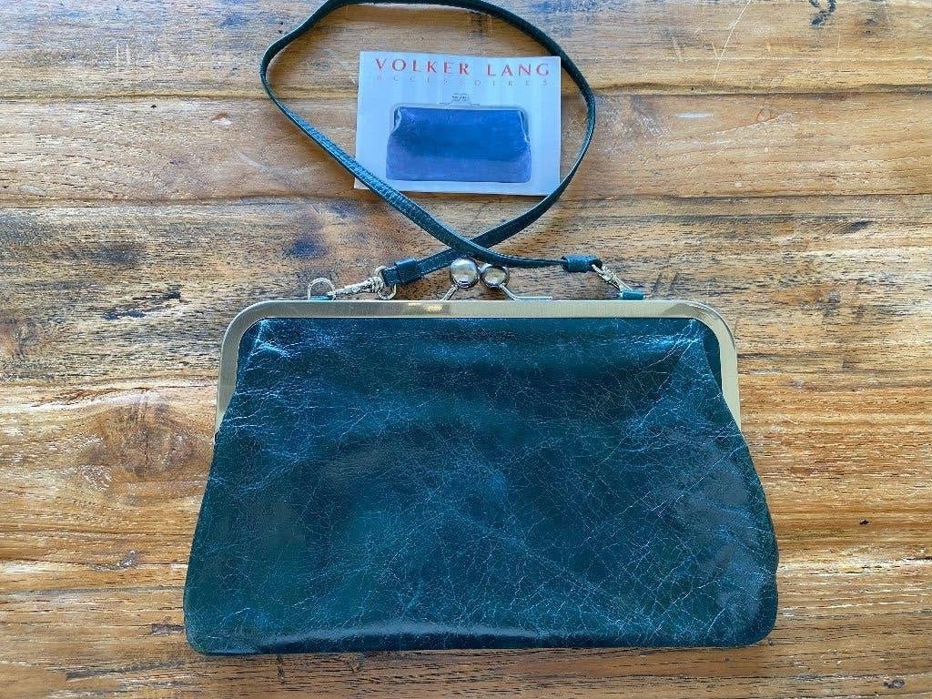 z g a nieuwe Volker Lang Groene Leren Clutch Avondtasje, Ophalen of Verzenden, Zo goed als nieuw, Groen, Avondtasje