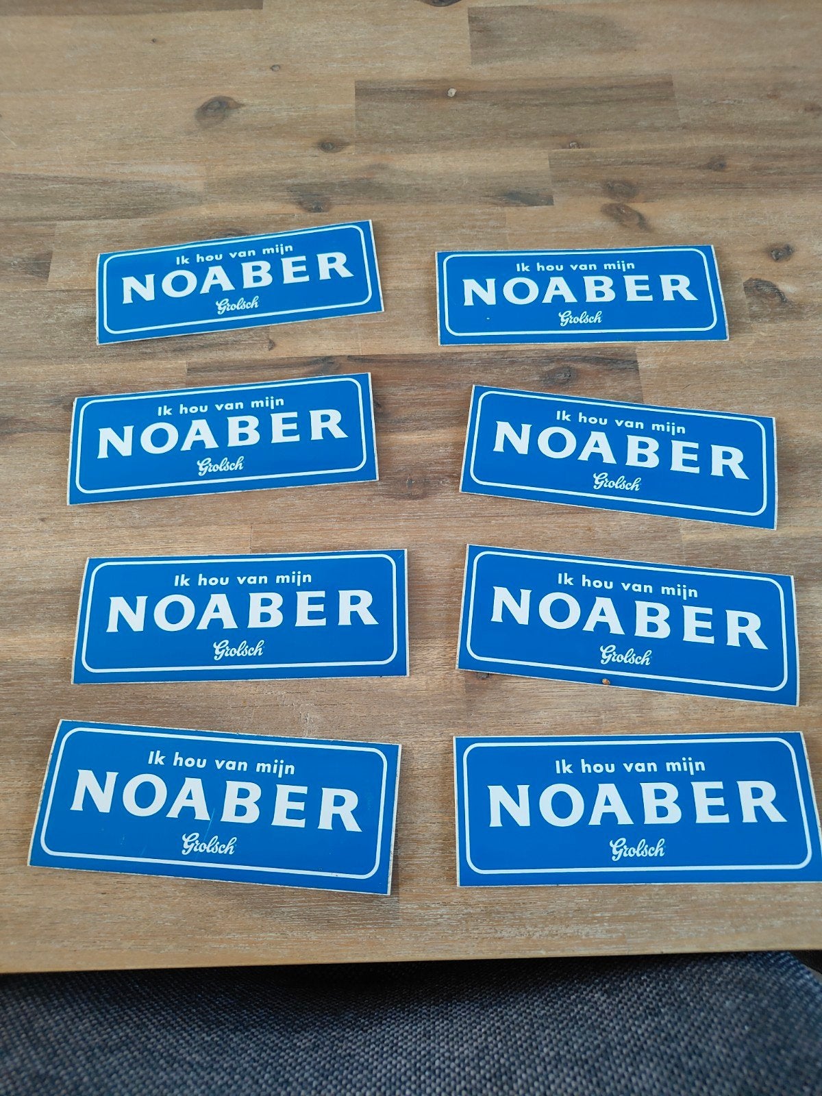8x Ik hou van mijn NOABER Grolsch stickers, Ophalen of Verzenden