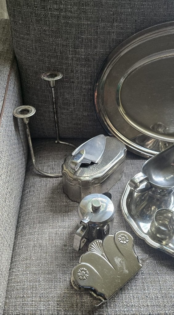 Oud servies waarvan de helft verzilverd, Antiek en Kunst, Ophalen