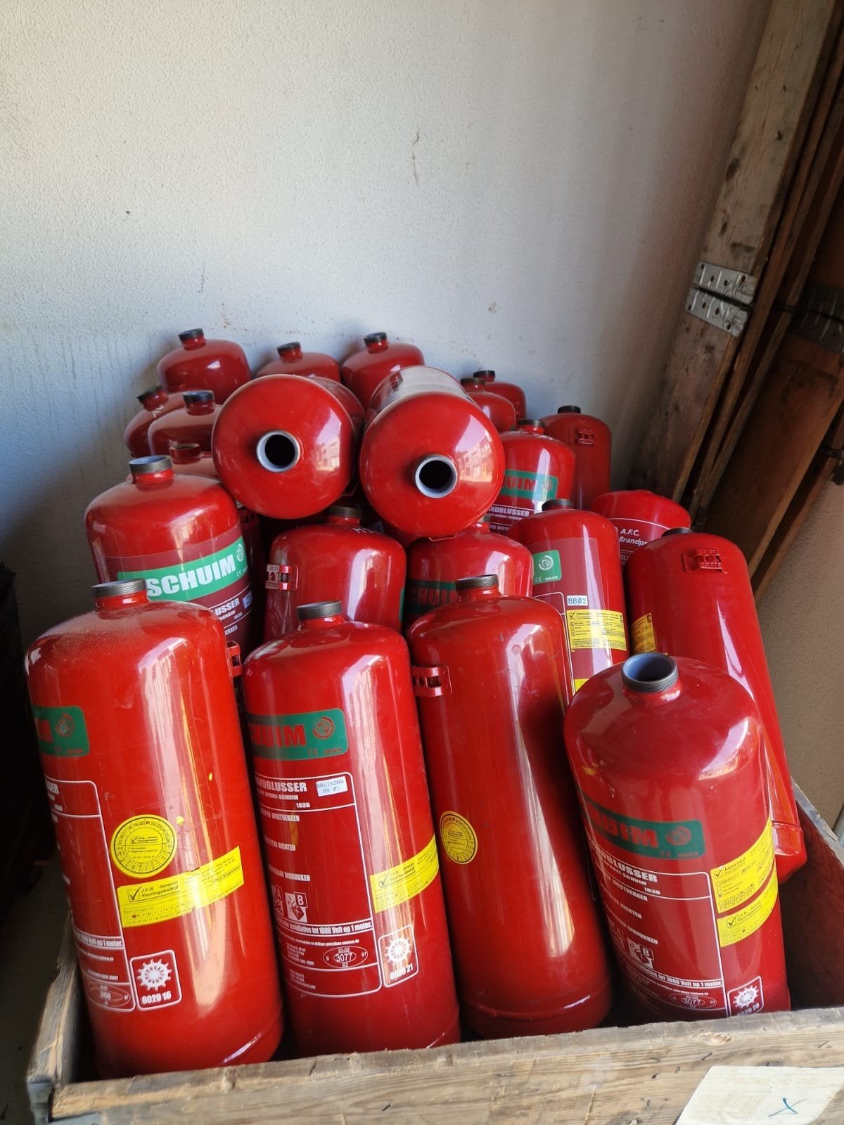 Partij lege brandblussers voor decoratie of projecten, Huis en Inrichting, Brandblussers en Brandkasten, Ophalen, Gebruikt, Brandblusser