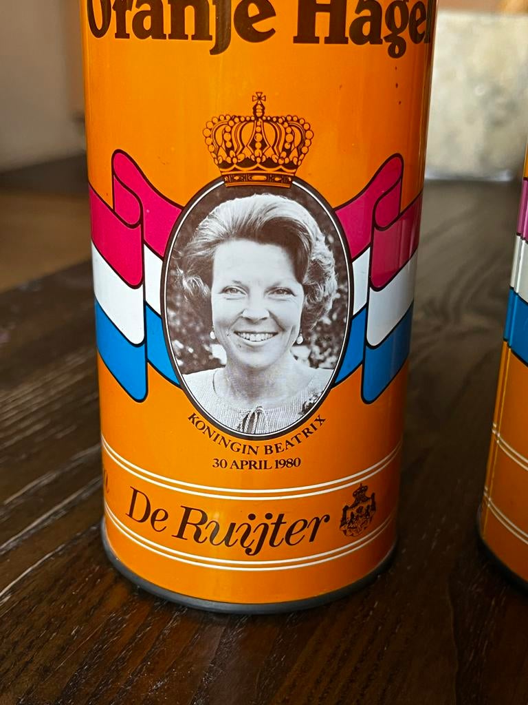 Twee Vintage De Ruijter Hagel blikken, Ophalen, Zo goed als nieuw, Nederland, Overige typen