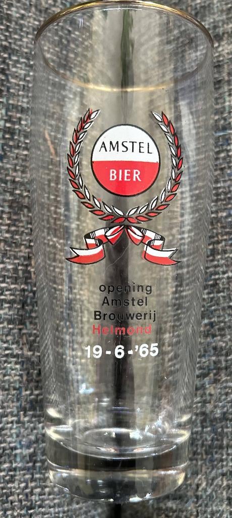 Amstel Bier glas - opening Brouwerij Helmond - 1965, Verzamelen, Ophalen of Verzenden, Zo goed als nieuw, Glas of Glazen, Amstel
