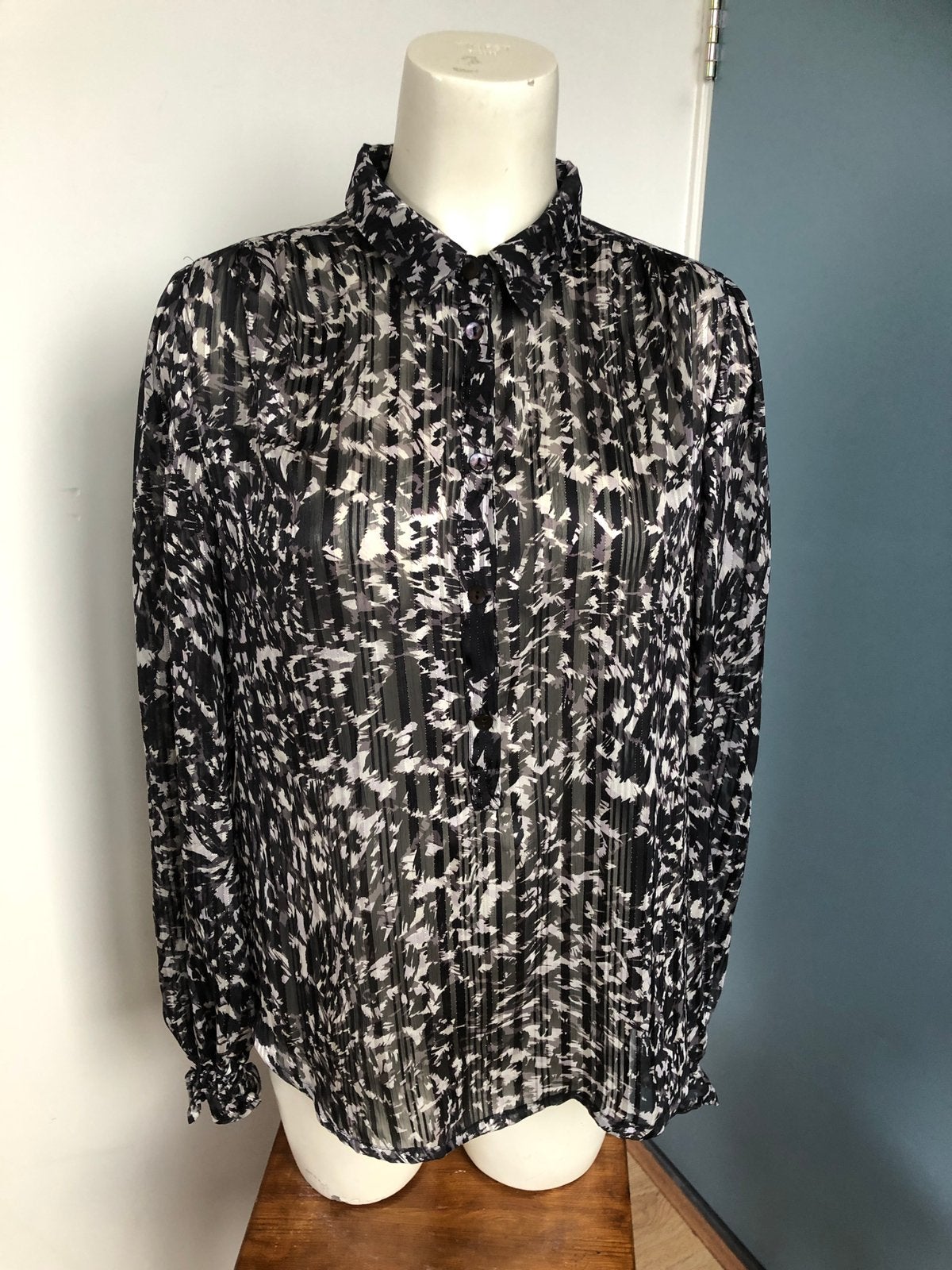 Summum grijs zwart doorschijnend blouse 40, Kleding | Dames, Maat 38/40 (M), Summum Woman, Zwart, Ophalen of Verzenden