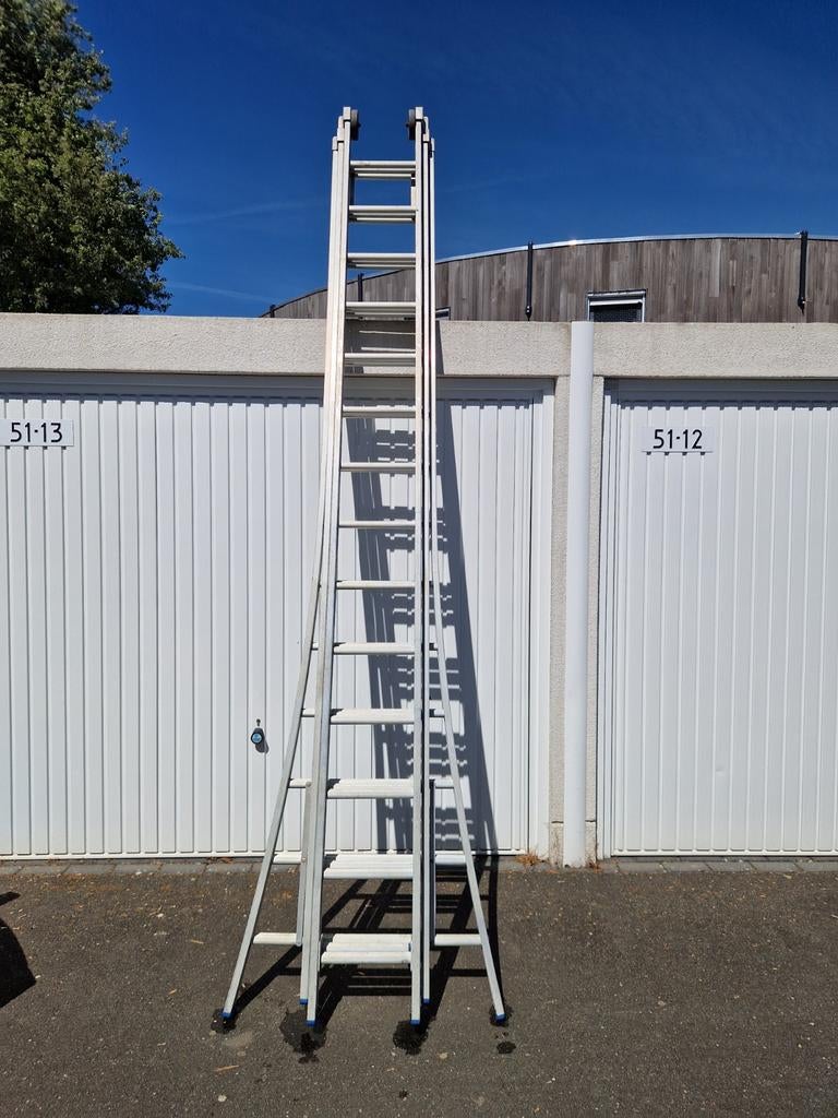 3-delige ladder 3 x 14 sporten, Doe-het-zelf en Verbouw, Ladders en Trappen, Ophalen of Verzenden, Gebruikt, 4 meter of meer