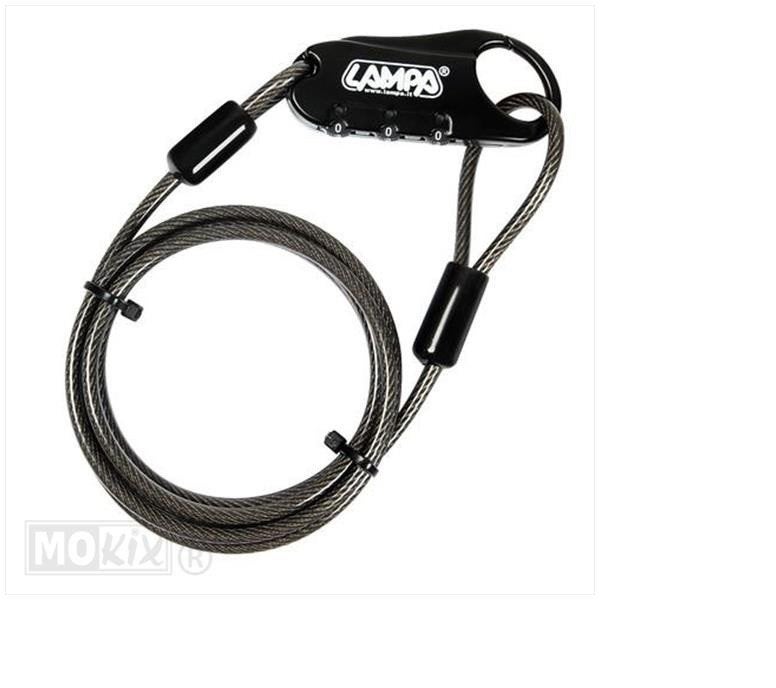 NIEUW Kabelslot helm 4mm x 150cm staalkabel Lampa helmslot, Ophalen of Verzenden, Nieuw