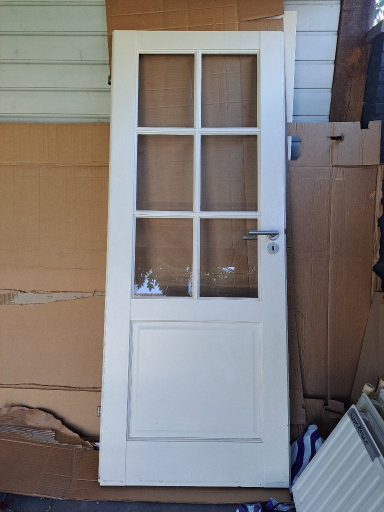 Binnendeur, Doe-het-zelf en Verbouw, Deuren en Horren, Gebruikt, Binnendeur, 200 tot 215 cm, Minder dan 80 cm, Glas, Hout, Ophalen