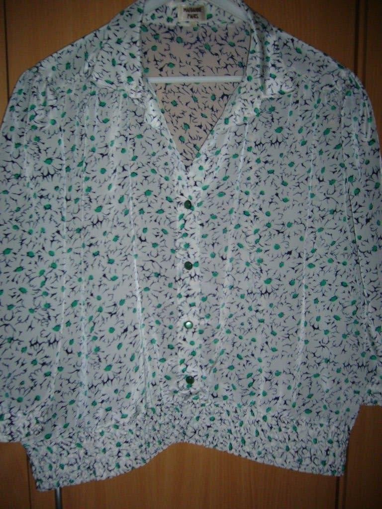 blouse wit groen Marianne Paris maat 42, Wit, Maat 42/44 (L), Ophalen of Verzenden, Zo goed als nieuw