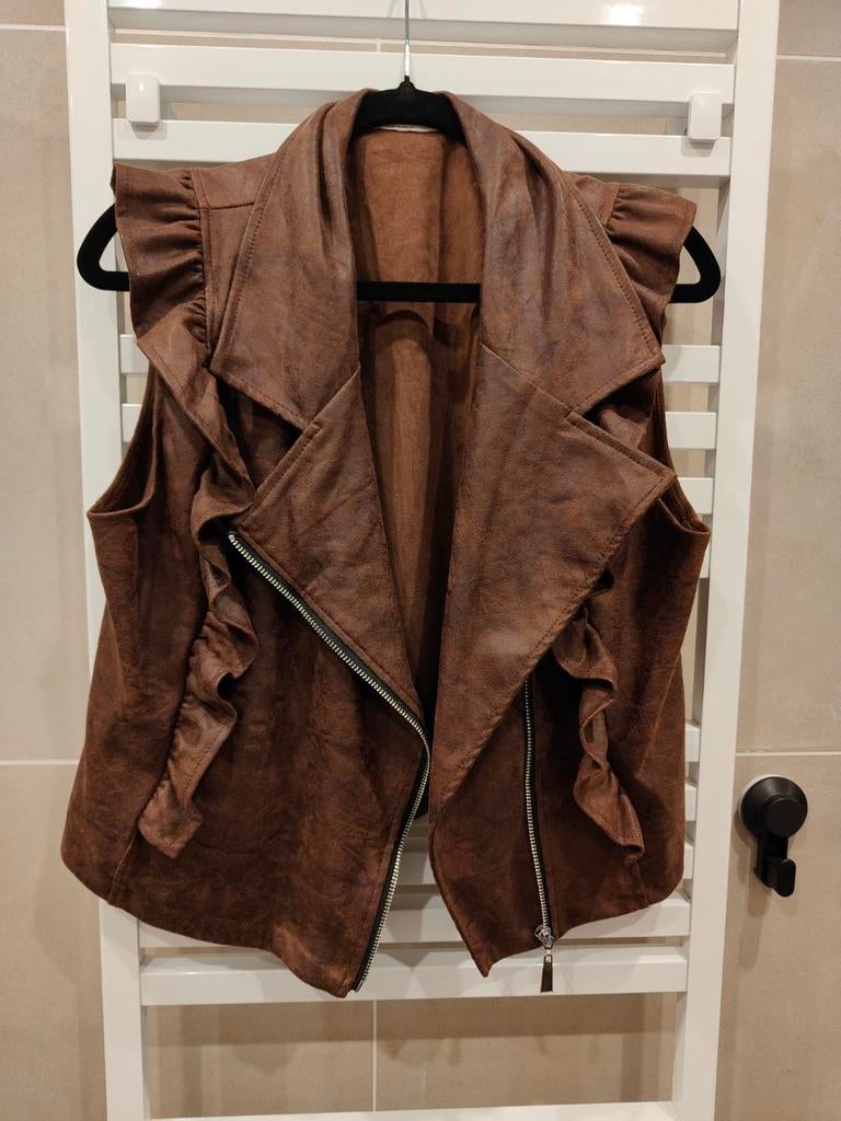 Gloednieuw bruin suède-look gilet - Maat XL, Ophalen of Verzenden