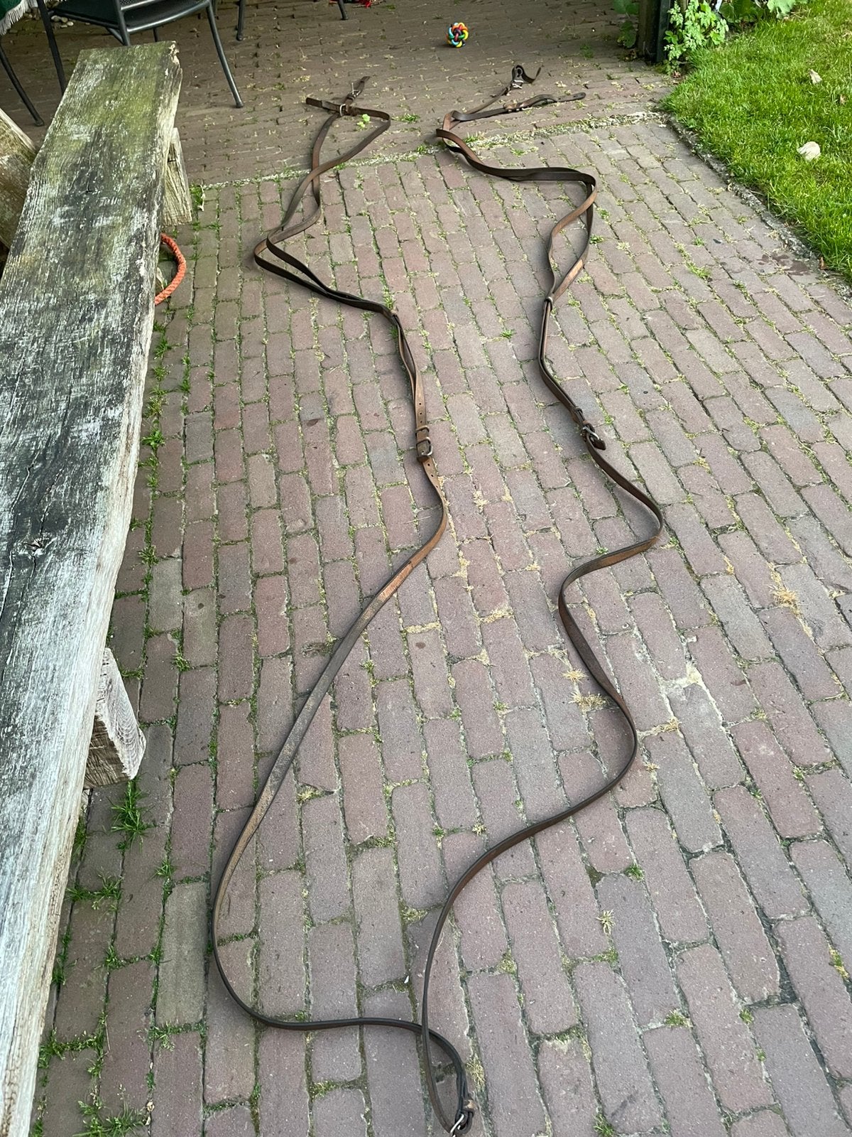 Dubbelspan leren leidsels paard full, Ophalen of Verzenden, Gebruikt, Full