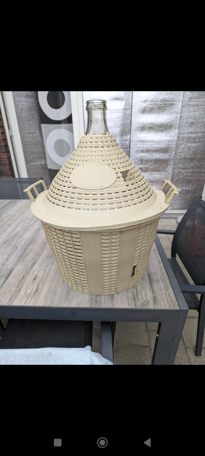 Vintage Italiaanse Fiascofles met rieten mand, Ophalen