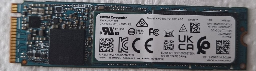 1TB M.2 2280 NVMe, Computers en Software, Harde schijven, Intern, KIOXIA, Verzenden, SSD
