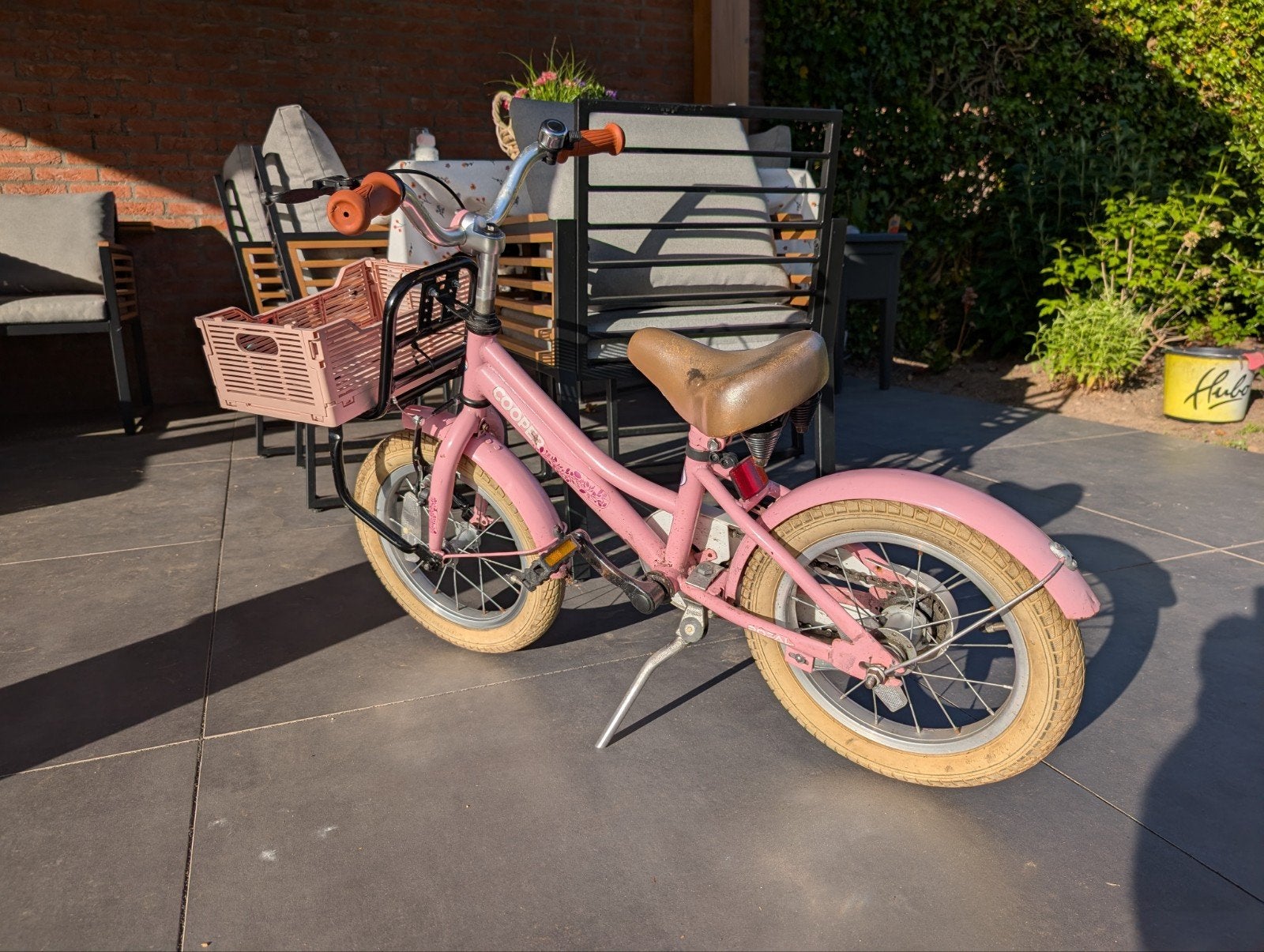 Popal Cooper 14-inch meisjesfiets met mandje, Fietsen en Brommers, Fietsen | Kinderfietsjes, Ophalen, Terugtraprem, Gebruikt, Popal Cooper