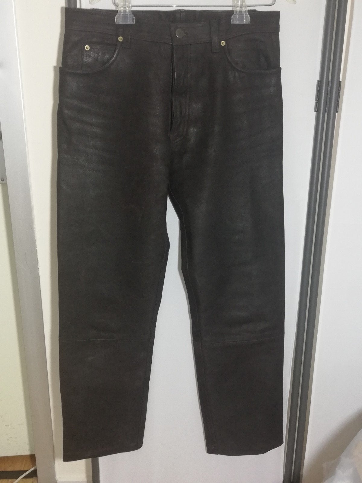 Bruine leren broek, maat 52 Motor, Kleding | Heren, Spijkerbroeken en Jeans, W36 - W38 (confectie 52/54), Onbekend, Zwart, Ophalen of Verzenden