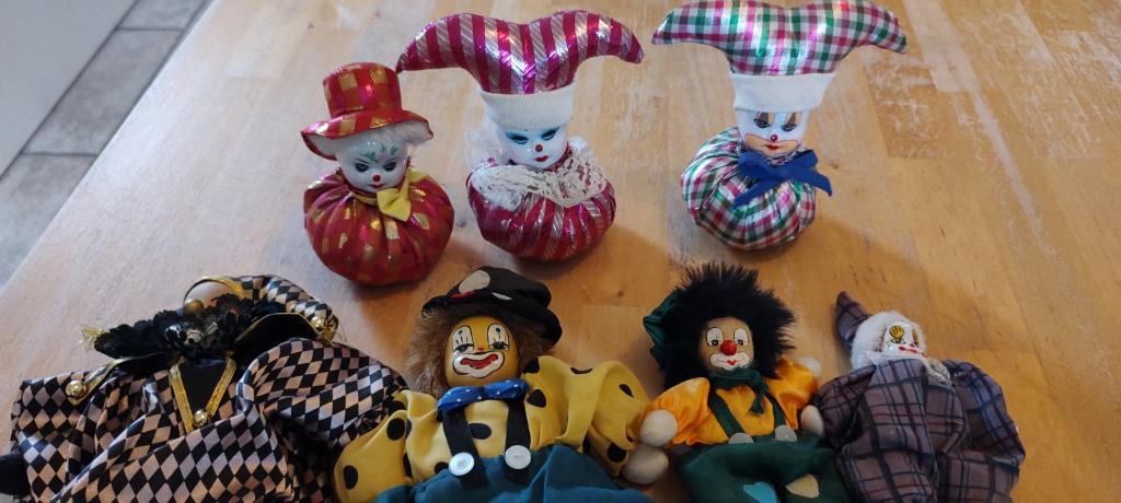 Porseleinen Harlekijn, clown, Pierrot poppen verzameling, Ophalen of Verzenden, Gebruikt, Pop