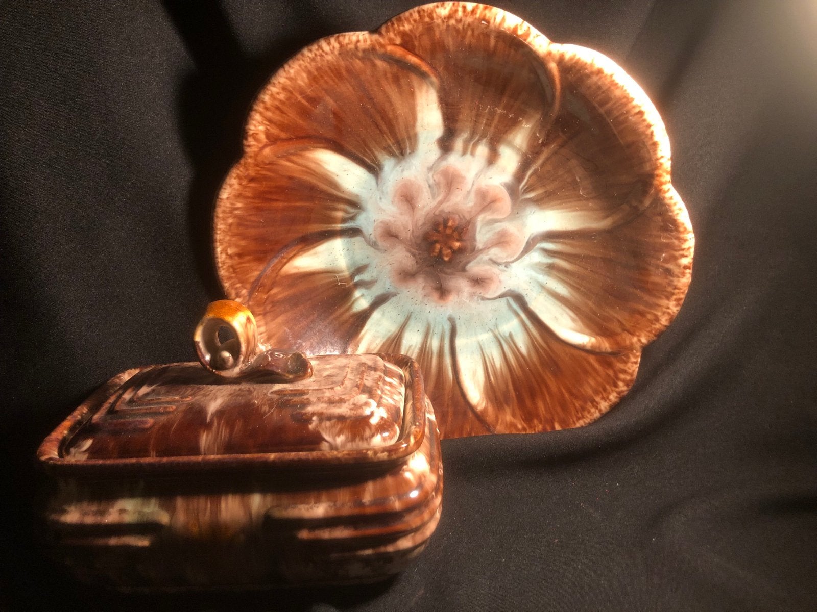 Jasba Art Deco Aardewerk Bonbonnière en Schaal, Ophalen of Verzenden