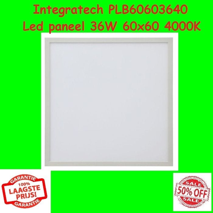 Integratech PLB60603640 Led paneel Bright 36W 60x60 4000K, Huis en Inrichting, Lampen | Plafondlampen, Dimbaar, Nieuw, Ophalen of Verzenden