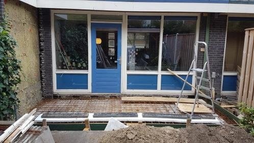 hardhouten kozijn met hardhouten buitendeur, Ophalen, Gebruikt, Buitendeur, 200 tot 215 cm