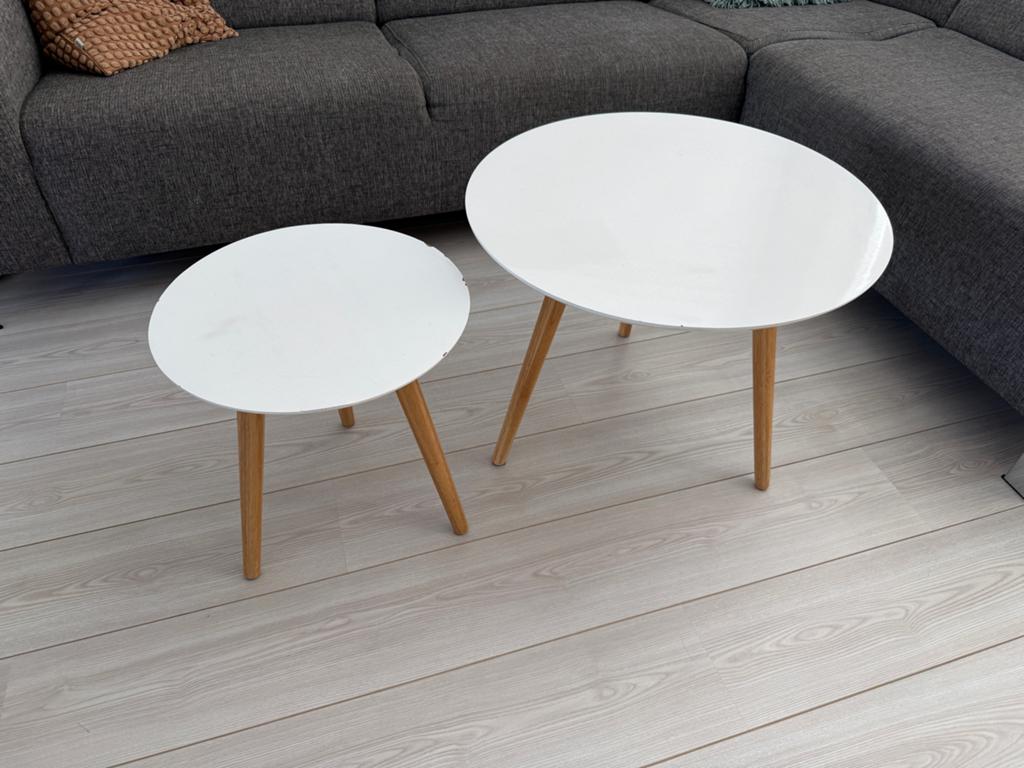 2 witte ronde bijzettafels GRATIS, Minder dan 55 cm, Gebruikt, Rond, Ophalen