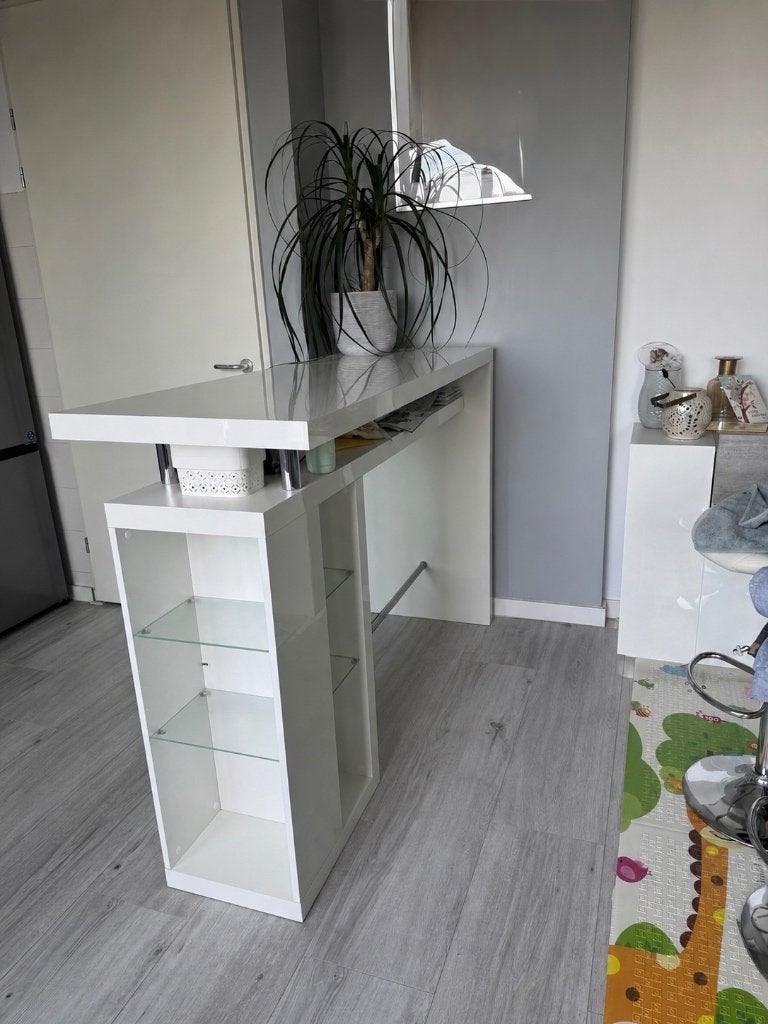 Bartafel hoogglans wit, Huis en Inrichting, Tafels | Statafels, Gebruikt, Ophalen