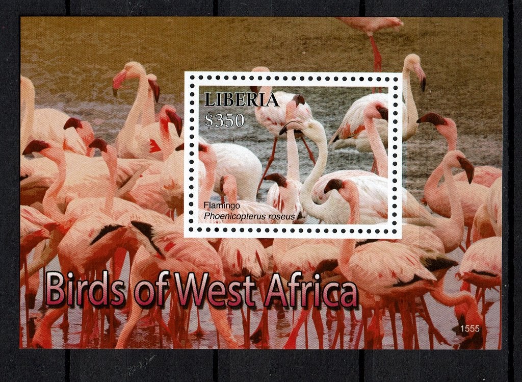 LIBERIA 2015 PF BLOK FLAMINGO VOGELS BIRDS OF AFRICA 4, Ophalen of Verzenden, Postfris, Dier of Natuur