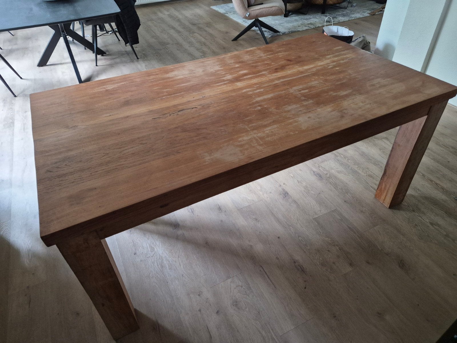 Eettafel teak hout., Ophalen, Gebruikt, Teakhout, 50 tot 100 cm