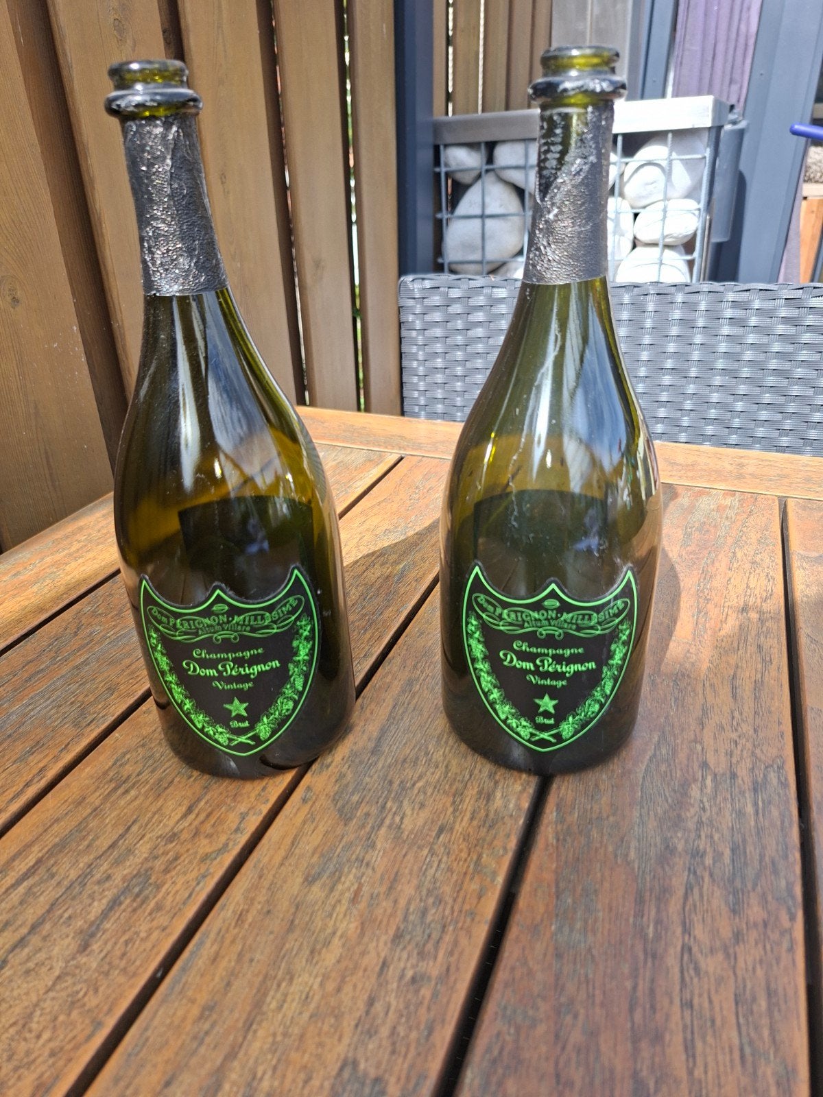 2 lege flessen  champagne Dom Perignon brut, Ophalen of Verzenden