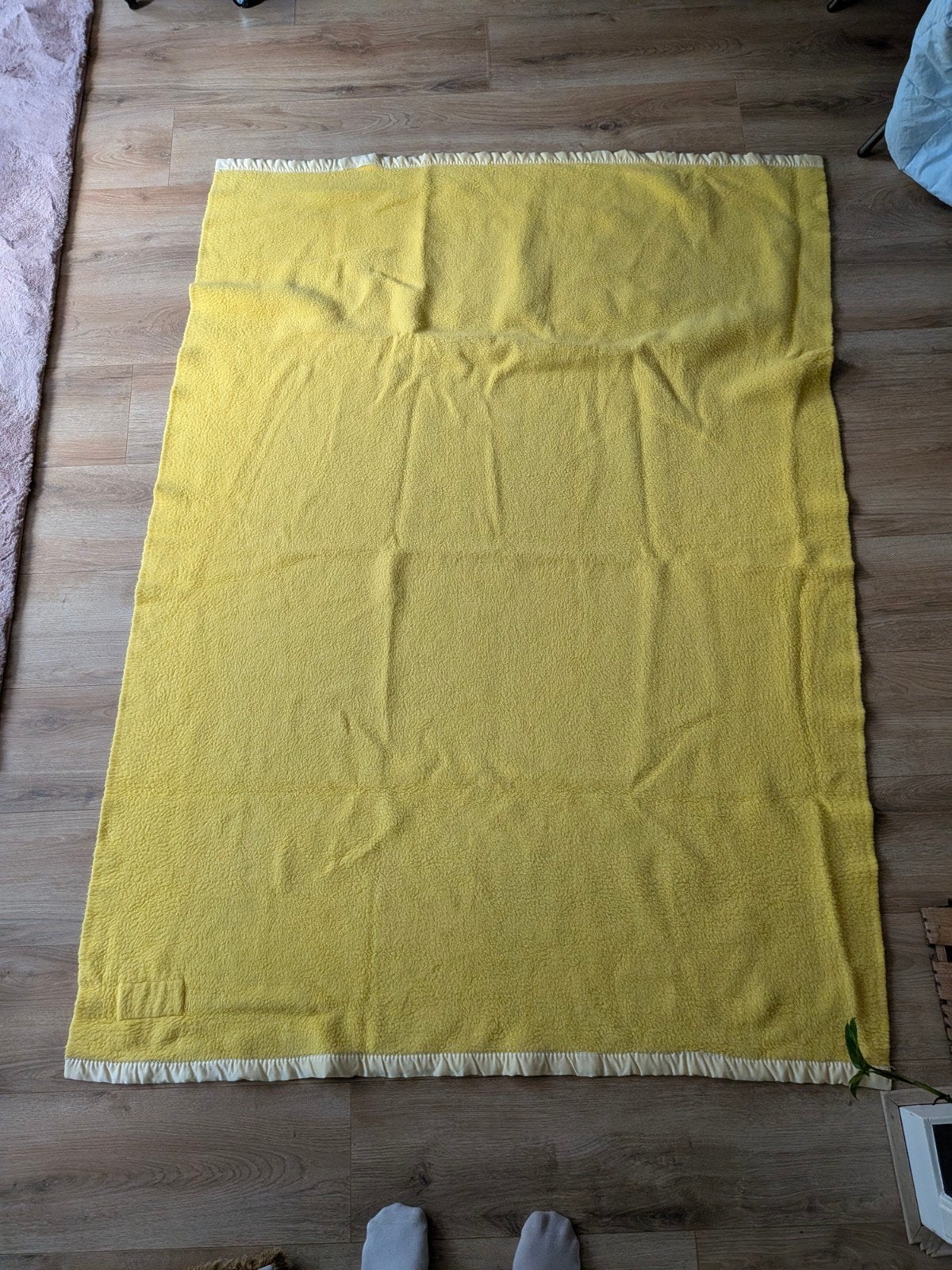 Vintage Hatéma Orlon Plaid - Geel, Geel, Gebruikt, Ophalen of Verzenden, Plaid