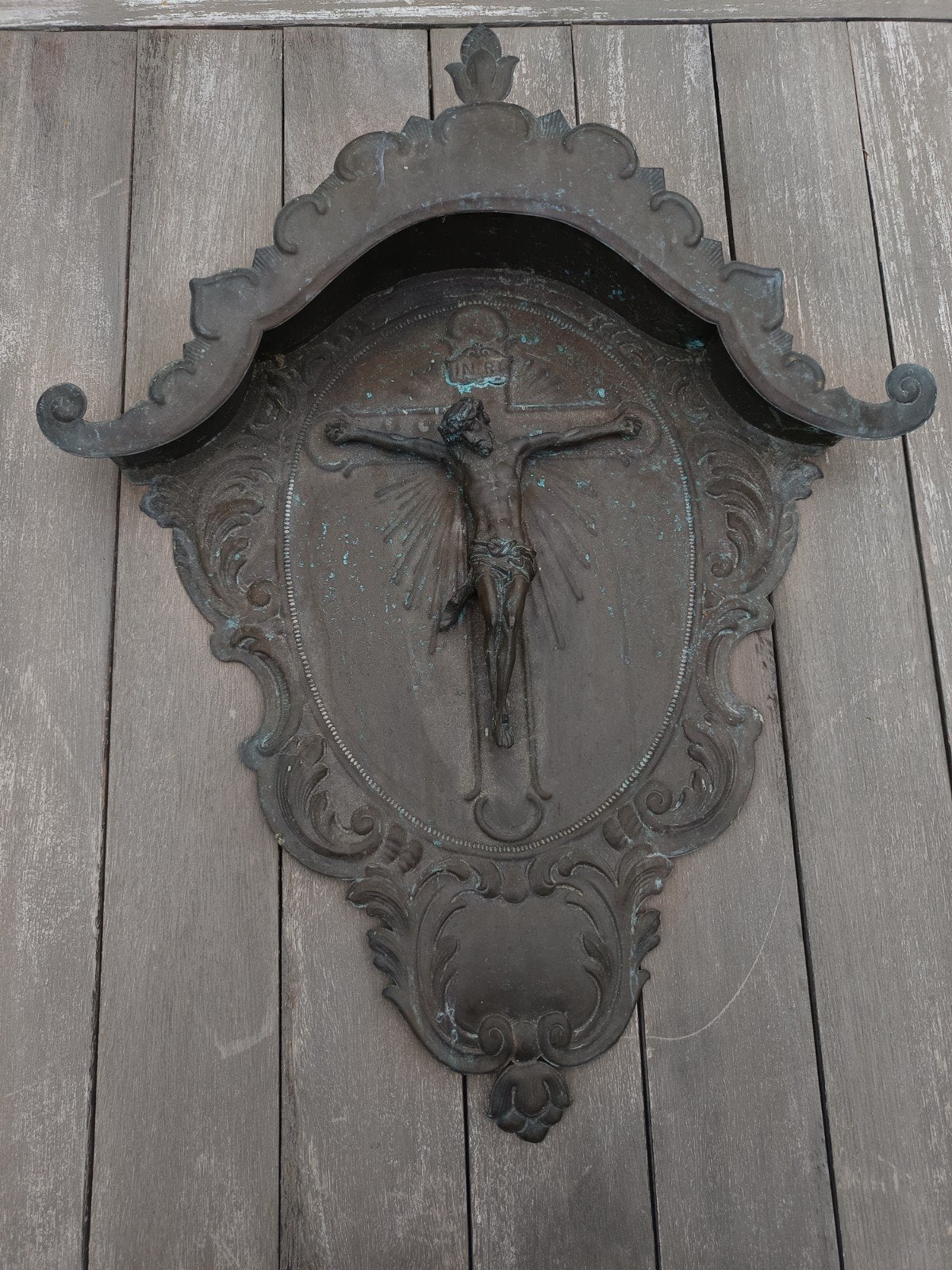 Antiek geslagen rood koper Christus beeld, Antiek en Kunst, Ophalen of Verzenden