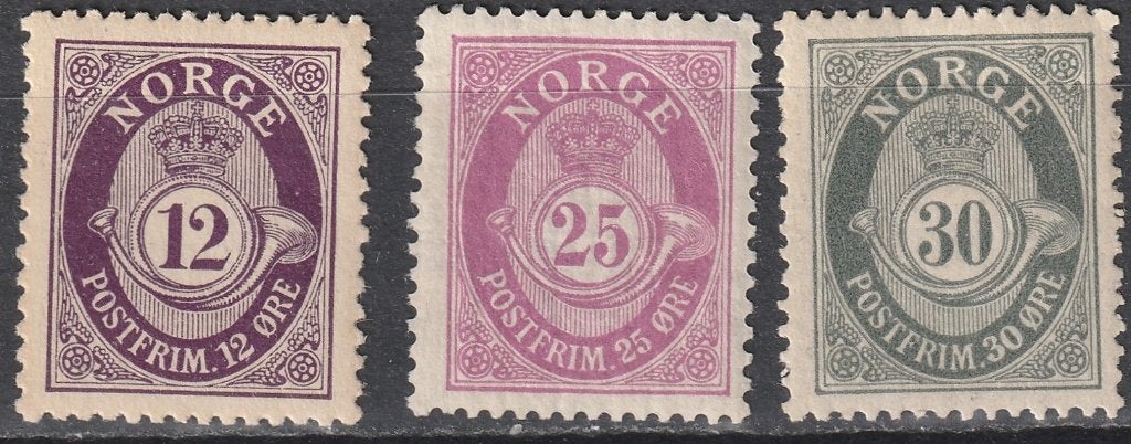 Noorwegen Michel nr. 80+83-84 volle gom Plakker