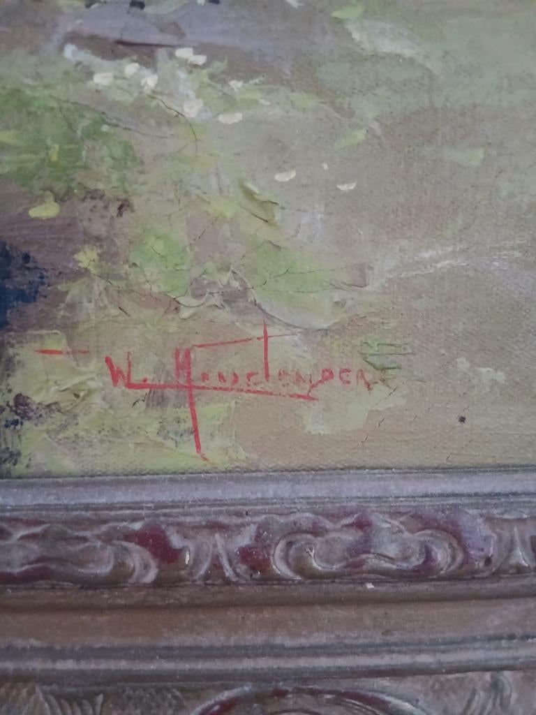 Oud impressionistic  j  afm.87x 67cm. LINKS STUKJE  LIJST, Ophalen of Verzenden