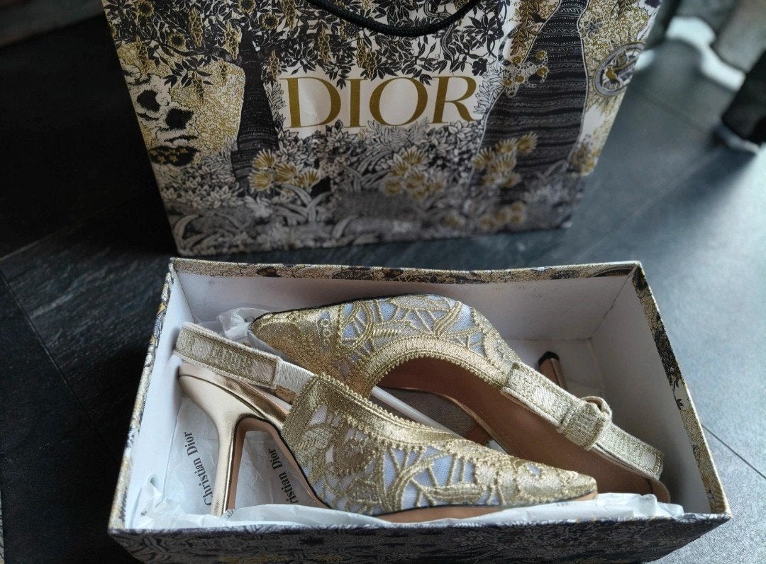 Prachtige dior slingeback heels, Ophalen of Verzenden, Zo goed als nieuw, Zwart