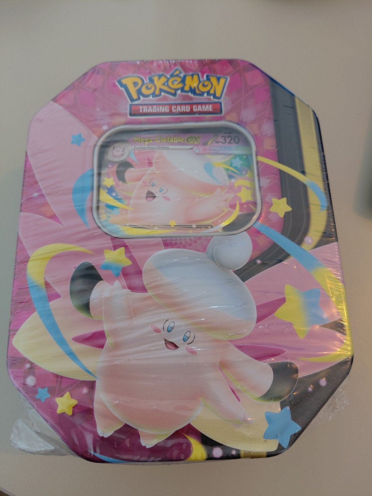 Pokémon mega Clefable tin, Ophalen of Verzenden, Nieuw, Booster, Foil
