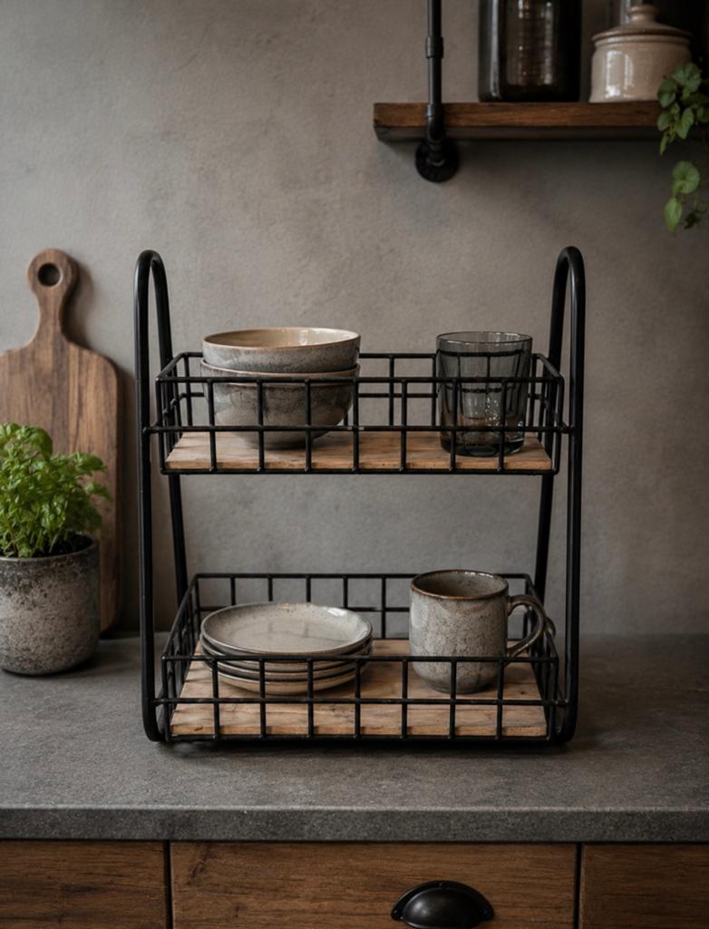 Leuk metaal / hout rek - etagere, Antiek en Kunst, Ophalen of Verzenden