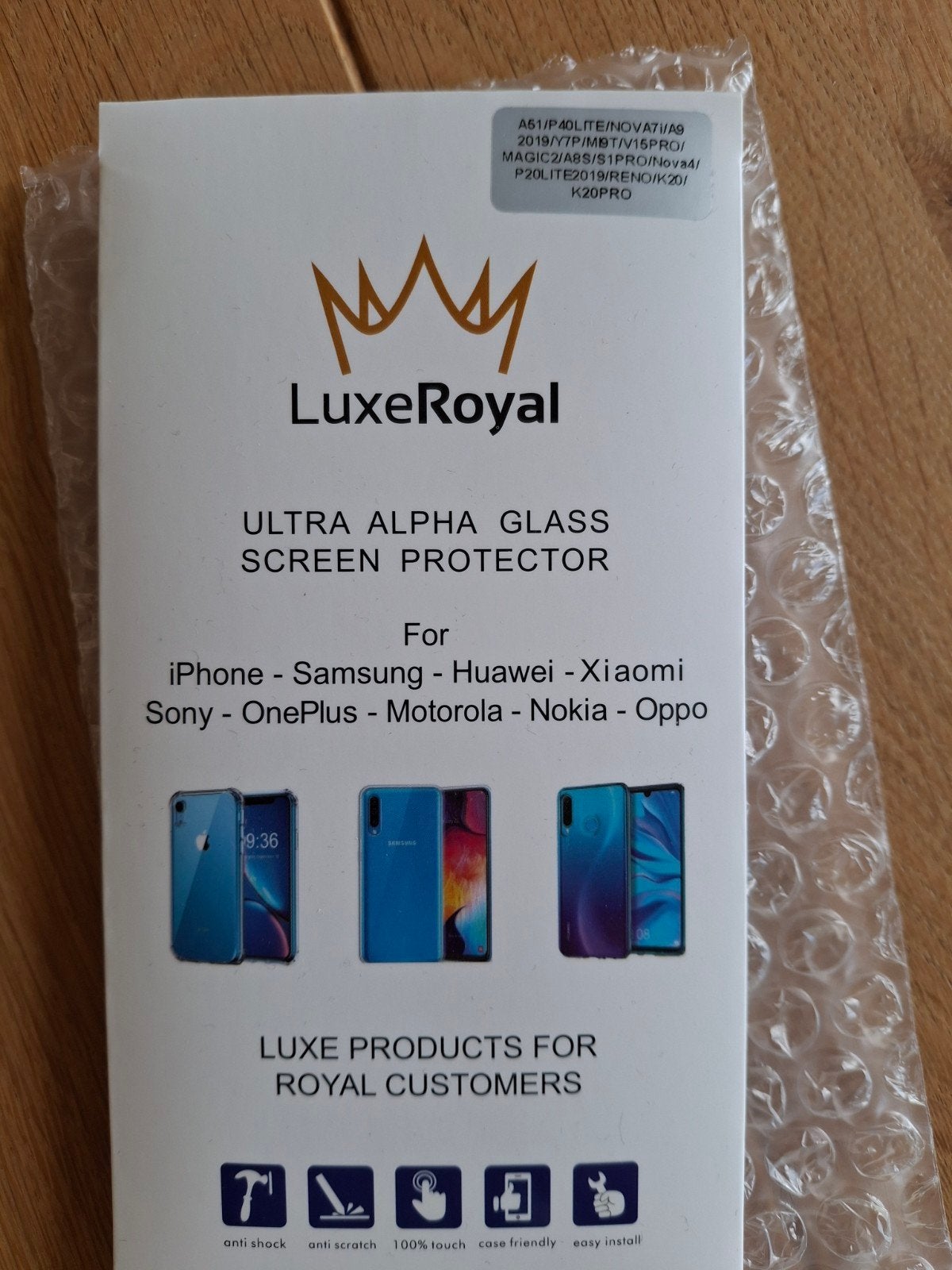 gratis  Samsung A51  LuxeRoyal Ultra Alpha Glass Screenprote, Telecommunicatie, Ophalen, Nieuw, Bescherming, Motorola