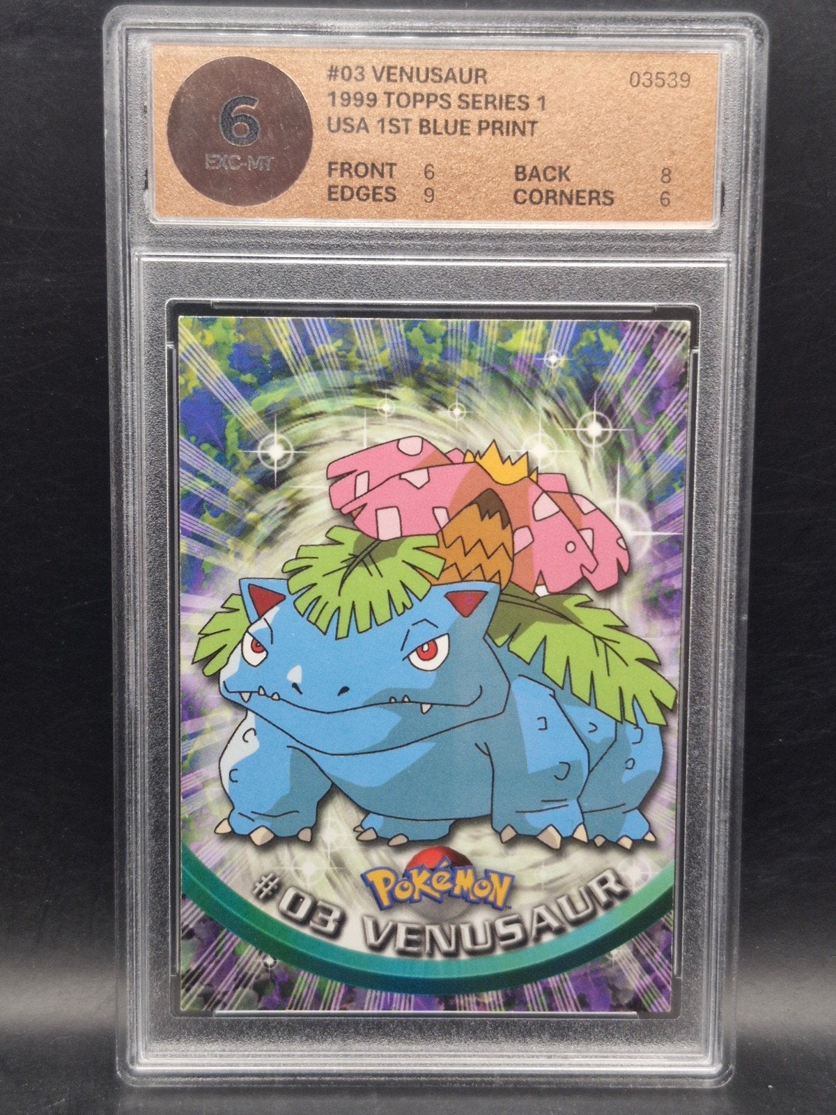 Venusaur 1999 topps #3 woetoe grading 6, Verzenden, Zo goed als nieuw, Losse kaart