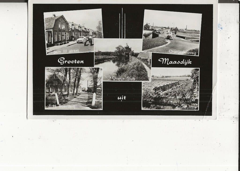 Maasdijk Groeten uit 5-Luik met Willem III-straat 17-7-1966, Verzamelen, Ansichtkaarten | Nederland, Ophalen of Verzenden, 1960 tot 1980
