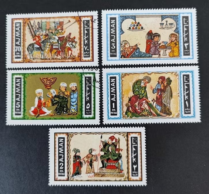 Ajman 1006012 Arabische schilderijen, Ophalen of Verzenden, Gestempeld, Overige thema's