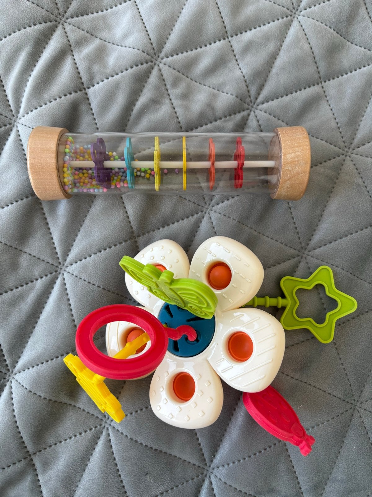 Baby speelgoed set, Ophalen of Verzenden, Zo goed als nieuw, Rammelaar, Met geluid
