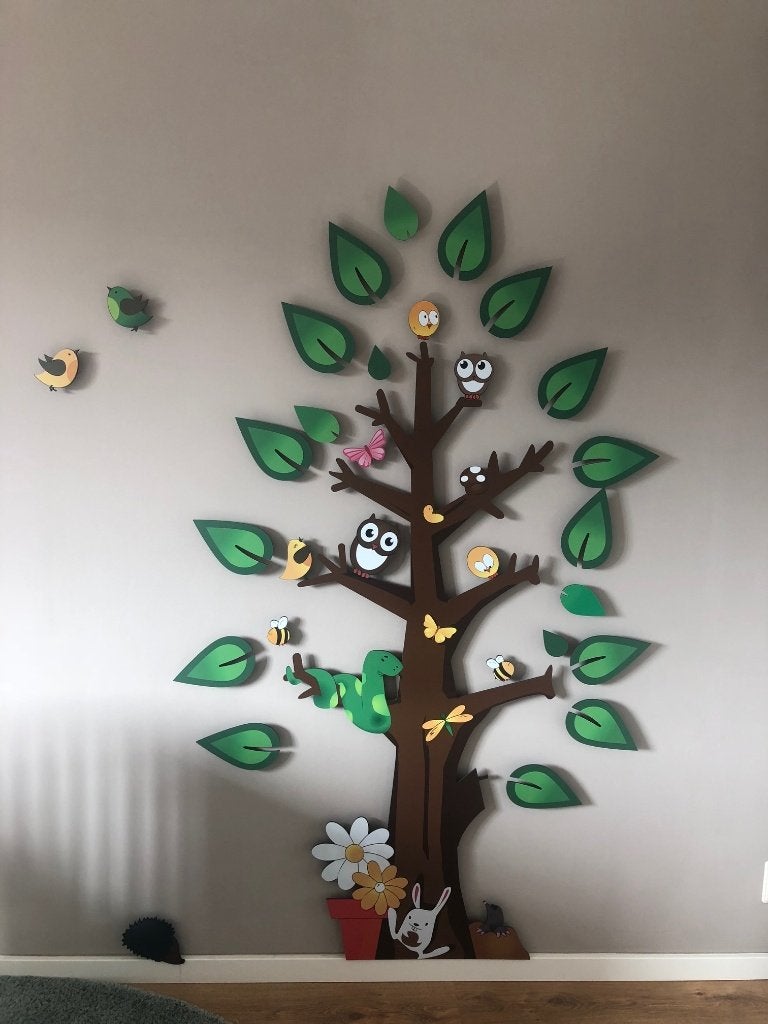 Boomvriendjes 3d muurdecoratie boom en dieren (deels nieuw), Ophalen, Gebruikt, Wanddecoratie