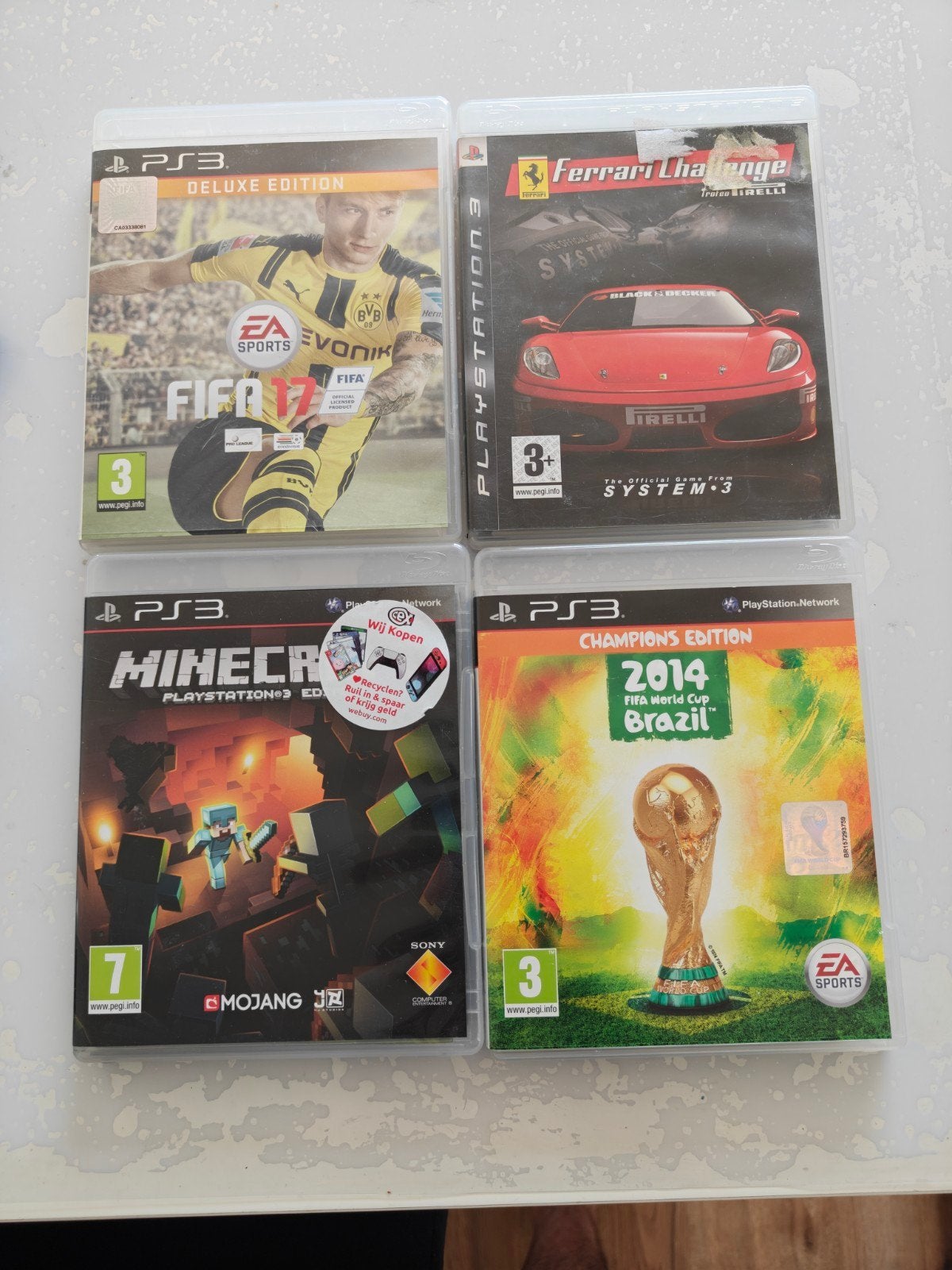 PS3 Games: FIFA 17, Ferrari Challenge, Minecraft, FIFA 2014, Ophalen, Gebruikt, Eén computer, Sport
