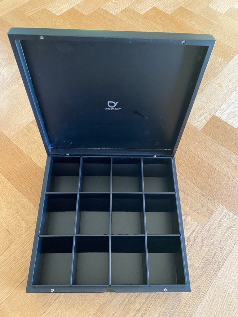 Bredemeijer theedoos 12 vaks zwart, Bredemeijer, Ophalen of Verzenden, Zo goed als nieuw, Zwart