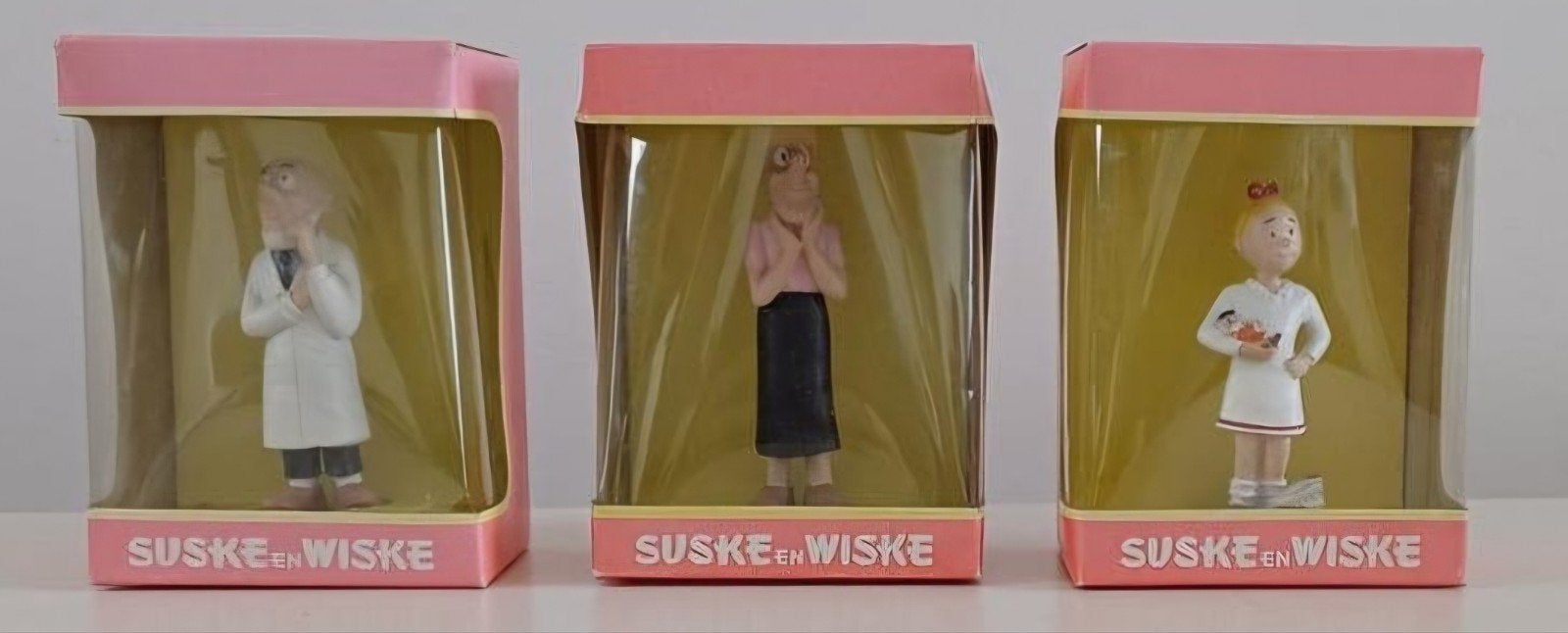 3 originele Suske en Wiske poppen in doos, goede staat, Ophalen of Verzenden