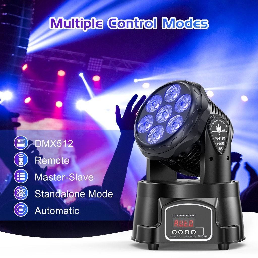 DJLicht Mini Led Movinghead 7x10 watt RGBW, Geluidgestuurd, ., Nieuw, Ophalen of Verzenden