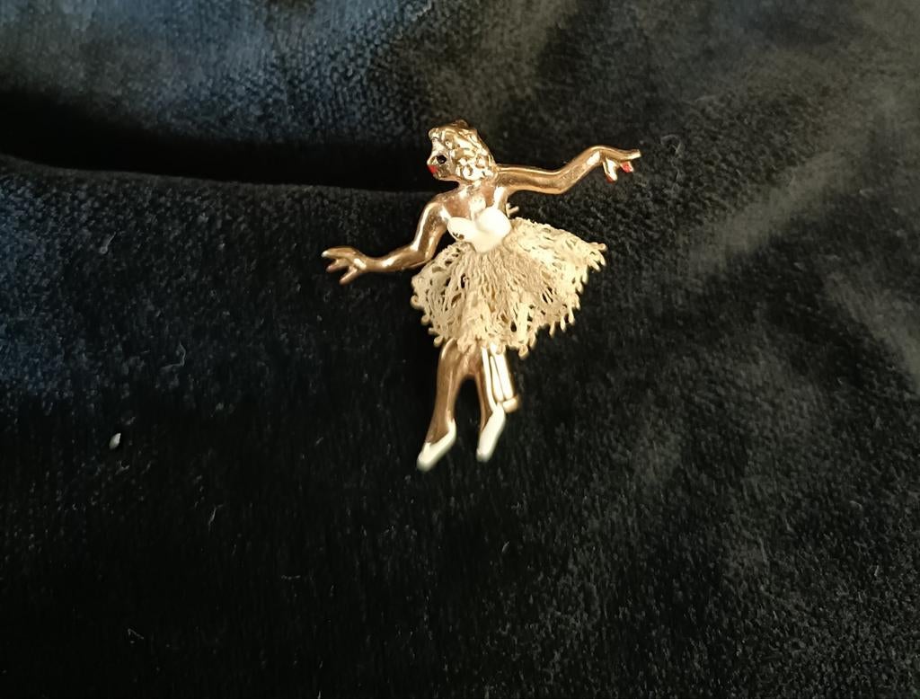 Antieke Ballerina Broche - van Frederick Massingham, Ophalen of Verzenden, Goud, Overige materialen