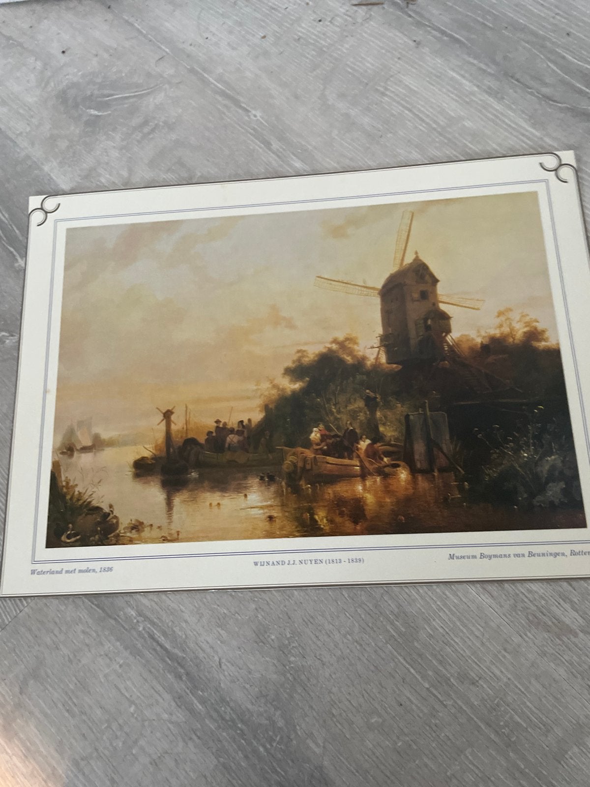 Waterland met molen, 1836 - Wijnand J.J. Nuyen, Antiek en Kunst, Ophalen of Verzenden, Landschap, Klassiek, Print
