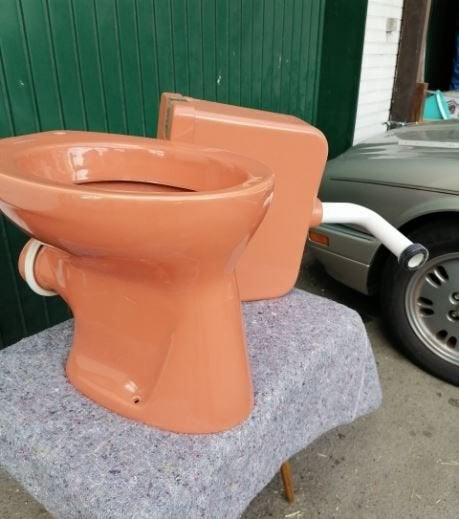 vintage wc toilet Villeroy Boch eind 60er Carneool, Ophalen, Gebruikt, Steen, Toilet