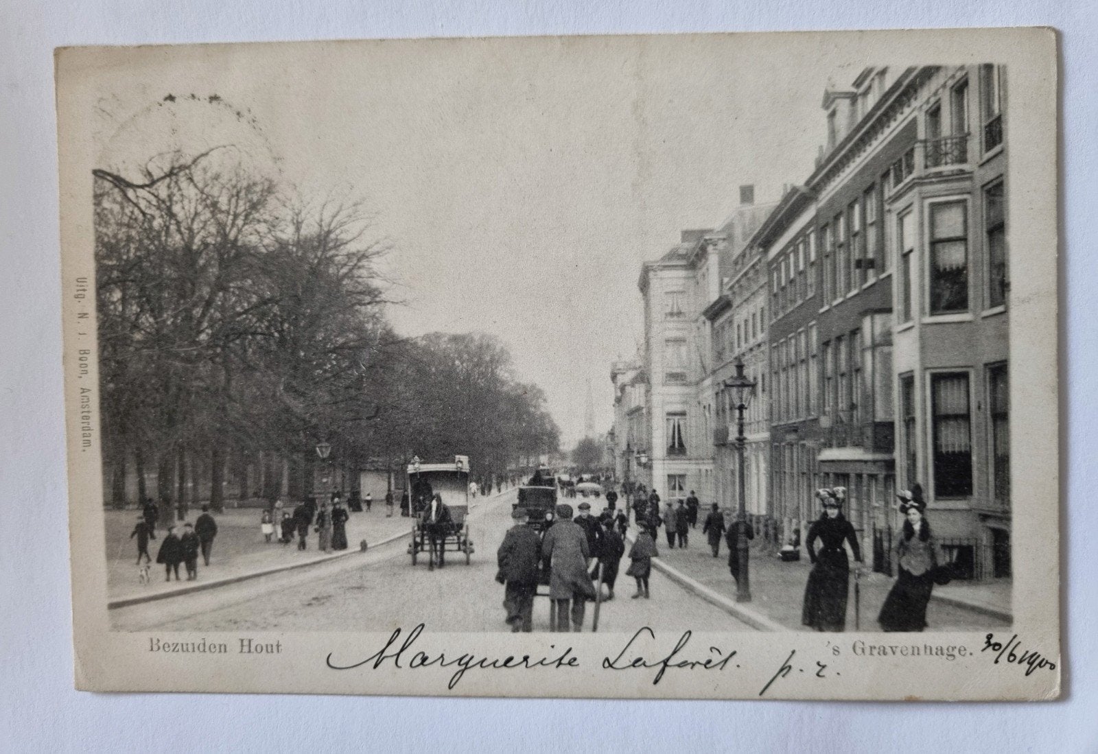 C214 Den Haag Bezuiden Hout met koets.Geanimeerd., Ophalen of Verzenden, Voor 1920, Gelopen, Zuid-Holland