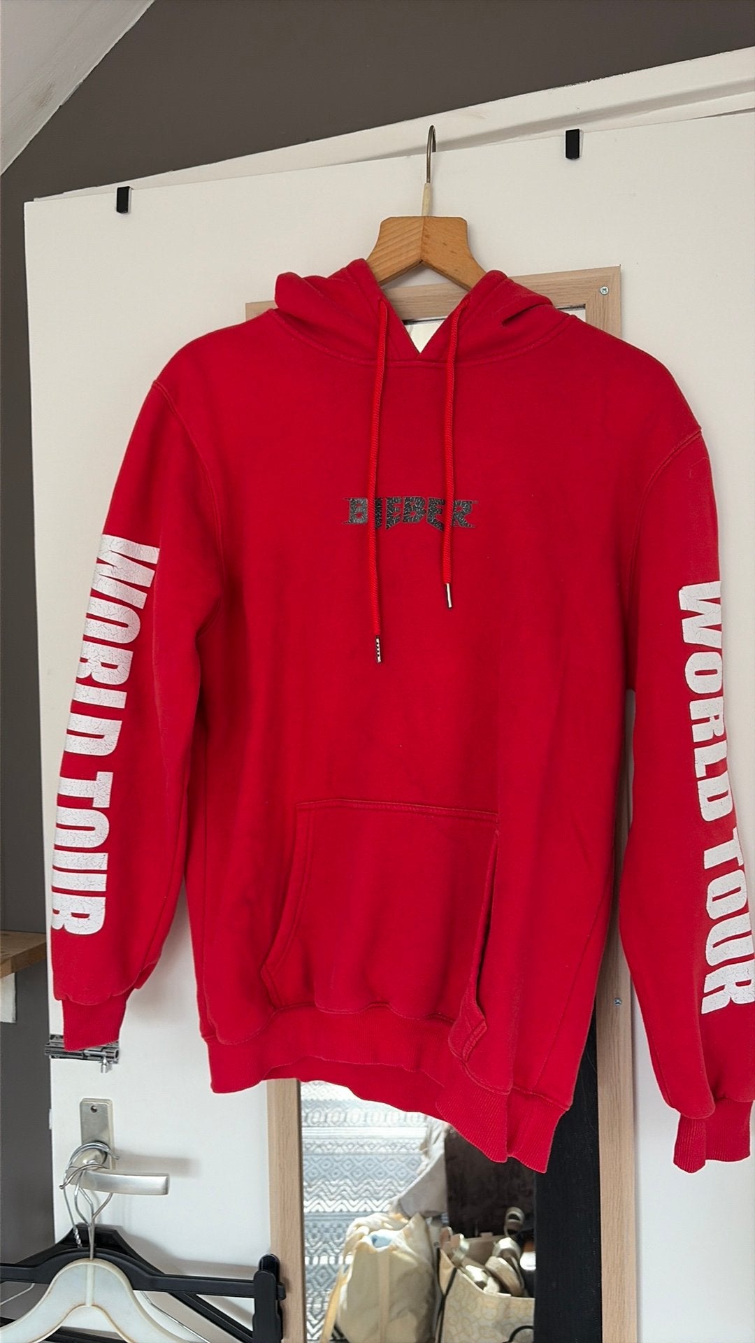 Official Justin Bieber Hoodie Purpose tour, Verzenden, Gedragen, Rood